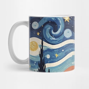 Ethereal Mosaic Nocturne: Van Gogh's Starry Night Mug